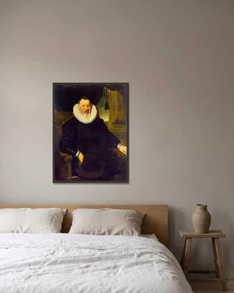 Portrait of a Man av Cornelis de Vos inramad på en vägg