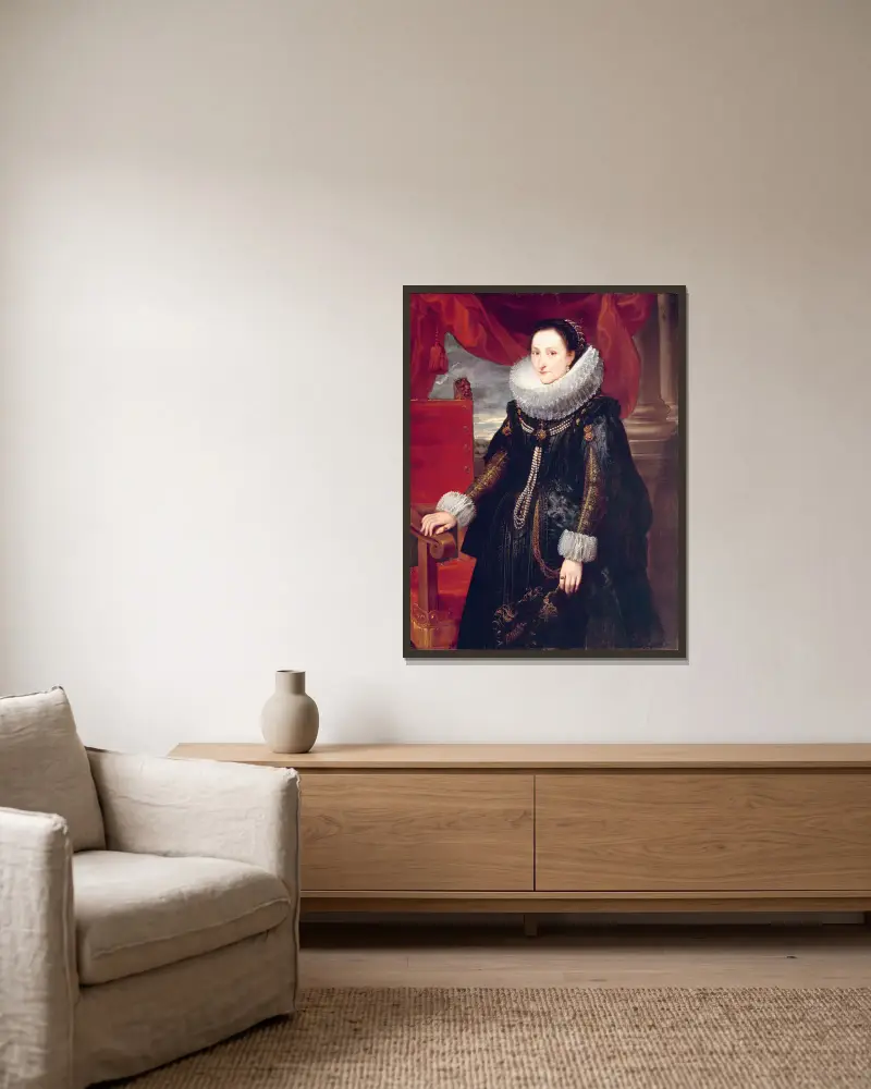 Bildnis einer Frau – Nr. 1 von Cornelis de Vos gerahmt an einer Wand