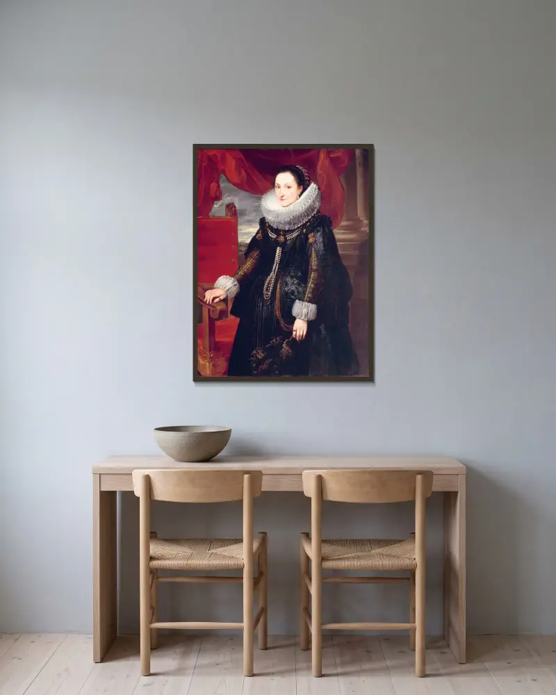 Bildnis einer Frau – Nr. 1 von Cornelis de Vos gerahmt an einer Wand