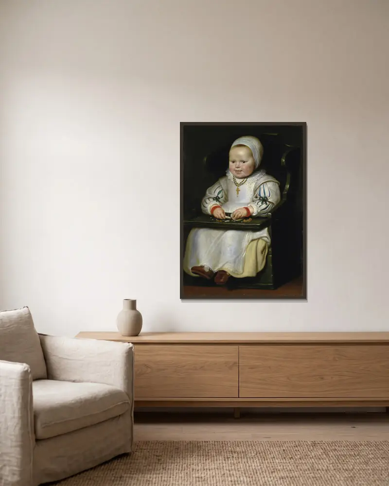 Portrait of Susanne de Vos, the Painter’s Third Daughter av Cornelis de Vos inramad på en vägg
