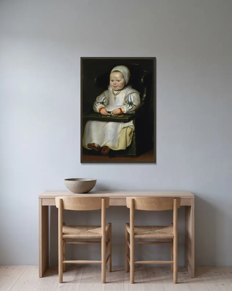 Portrait of Susanne de Vos, the Painter’s Third Daughter av Cornelis de Vos inramad på en vägg
