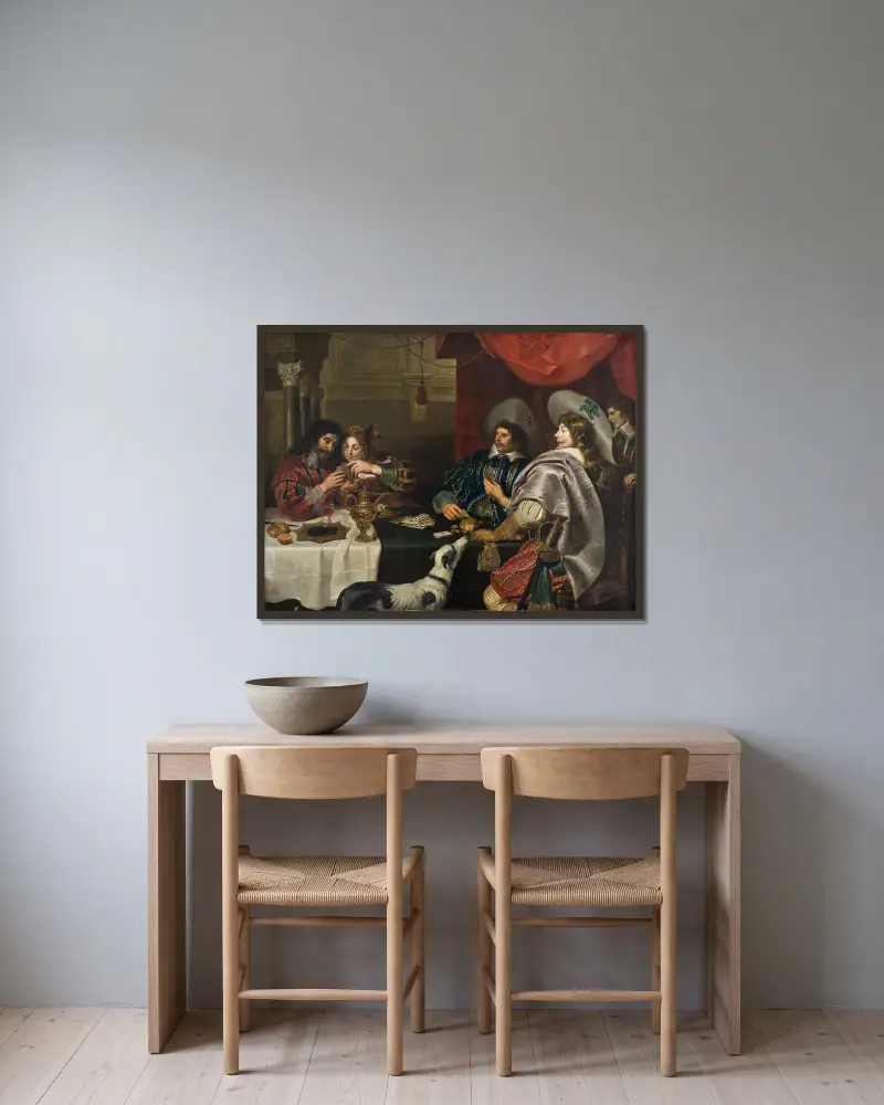 Hra v karty, Cornelis de Vos v rámu na stěně