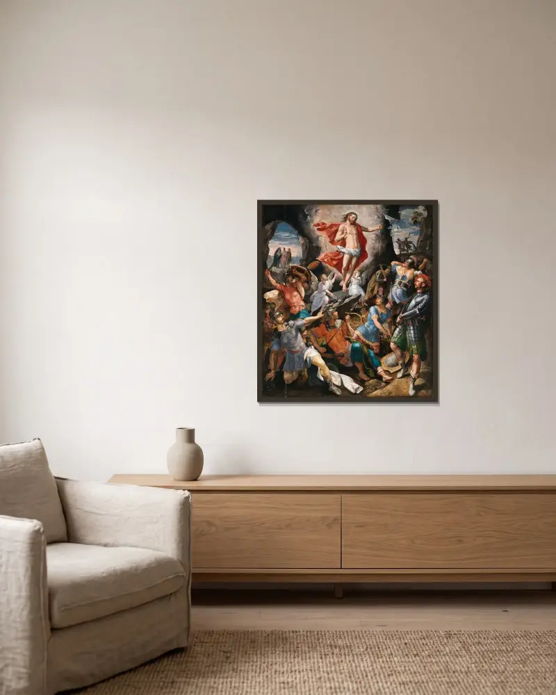 Die Auferstehung Christi, 1564 von Maerten De Vos gerahmt an einer Wand