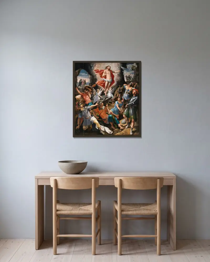 Die Auferstehung Christi, 1564 von Maerten De Vos gerahmt an einer Wand