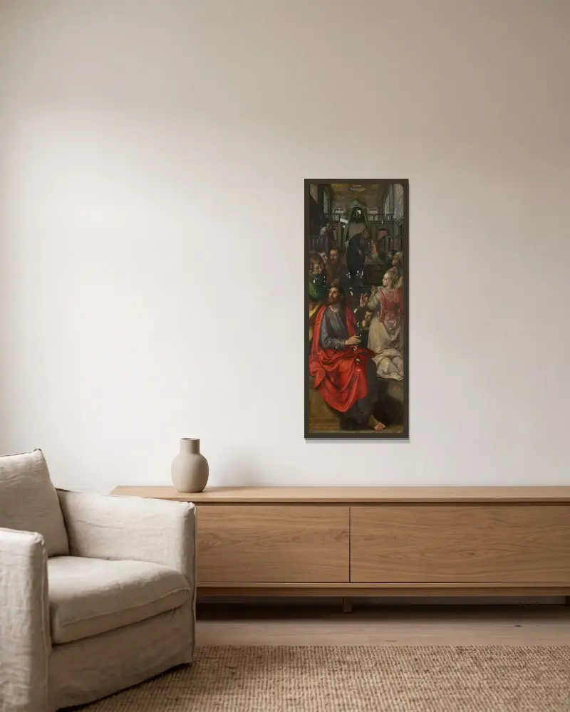 Das Opfer der Witwe von Maerten De Vos gerahmt an einer Wand