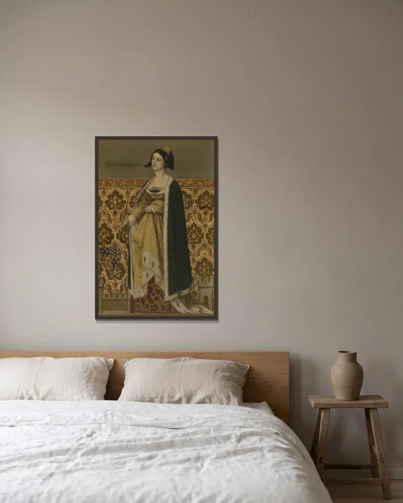 Mary of Burgundy av Albrecht De Vriendt inramad på en vägg