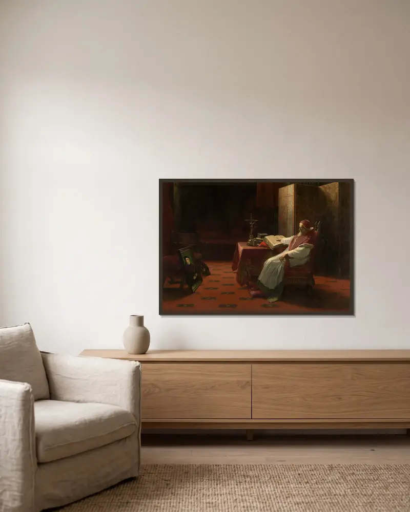 Pope Paul III in front of the Portrait of Luther av Albrecht De Vriendt inramad på en vägg