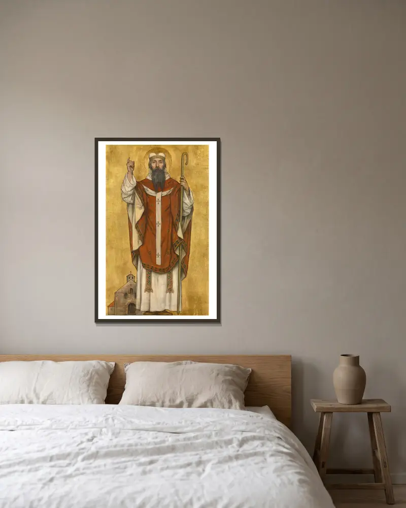 Saint Boniface of Mainz av Albrecht De Vriendt inramad på en vägg