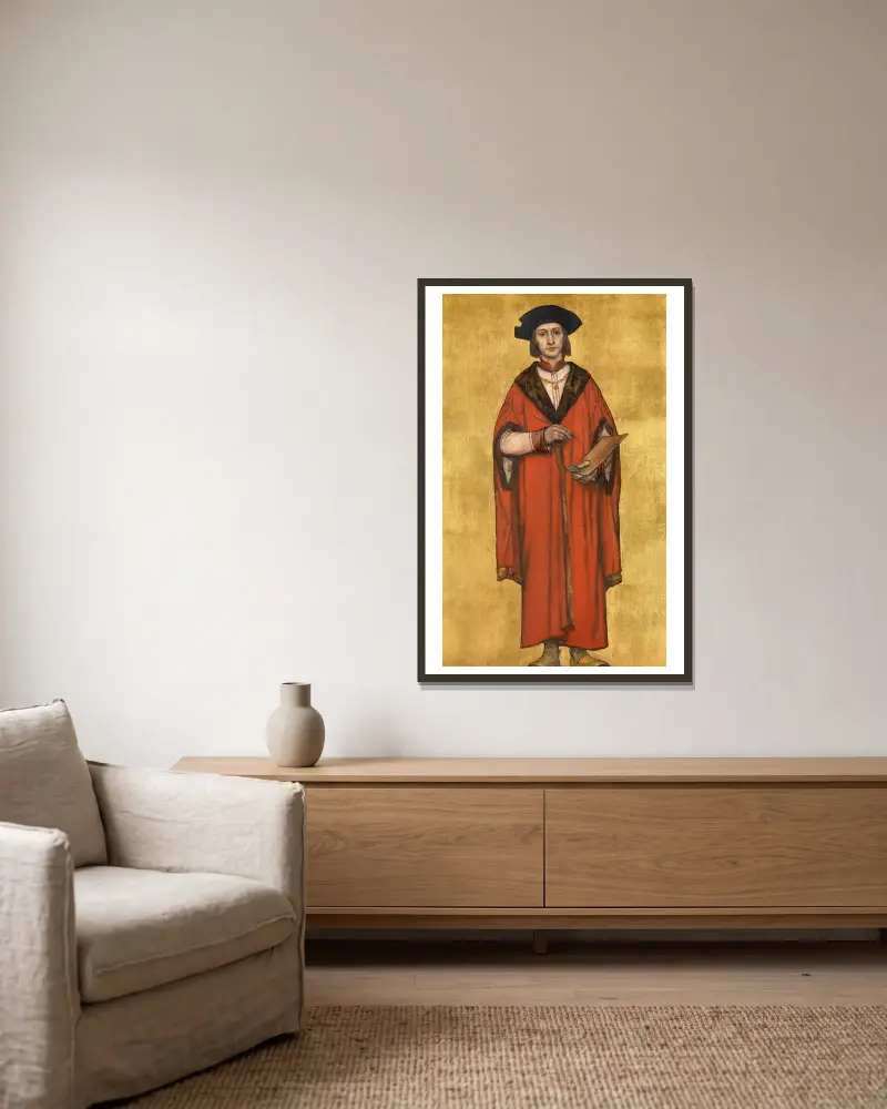 Der Maler Jan van Eyck von Albrecht De Vriendt gerahmt an einer Wand