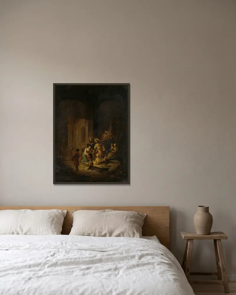 Christus segnet die kleinen Kinder von Jacob de Wit gerahmt an einer Wand