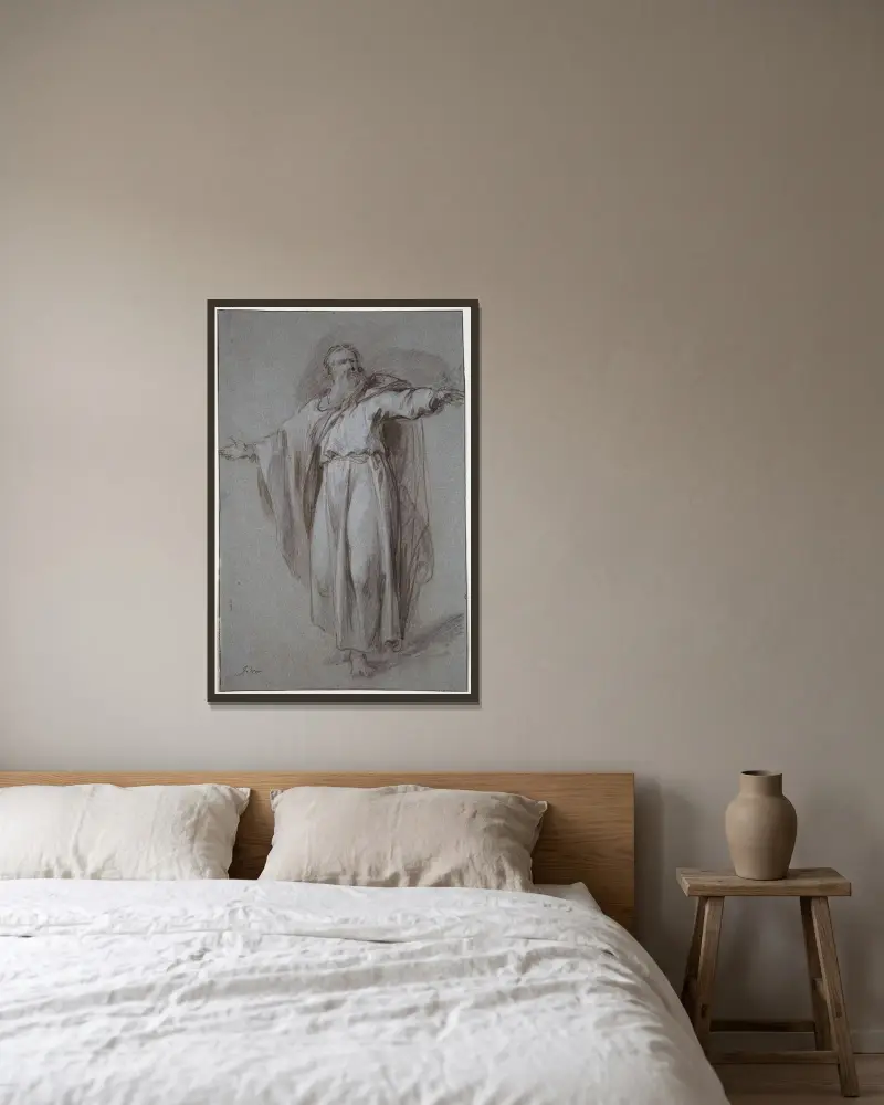 Figurstudie; Mose av Jacob de Wit inramad på en vägg