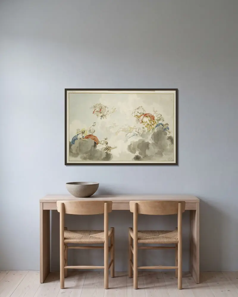 Flora a Zefyros, Jacob de Wit v rámu na stěně