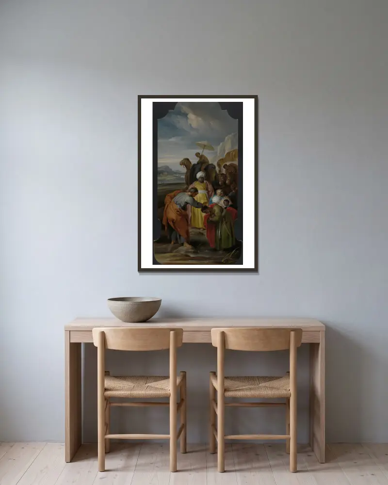 Der heilige Philippus tauft den Kämmerer von Jacob de Wit gerahmt an einer Wand