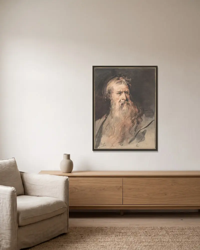 Studie för Mosegestalten av Jacob de Wit inramad på en vägg