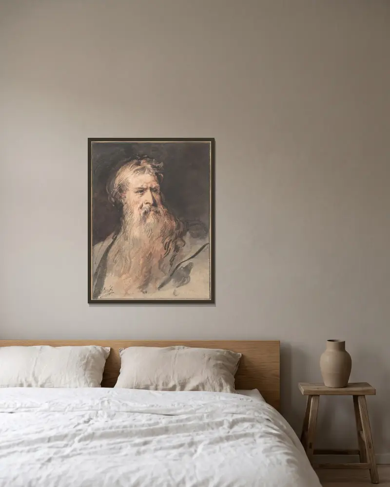 Studie för Mosegestalten av Jacob de Wit inramad på en vägg