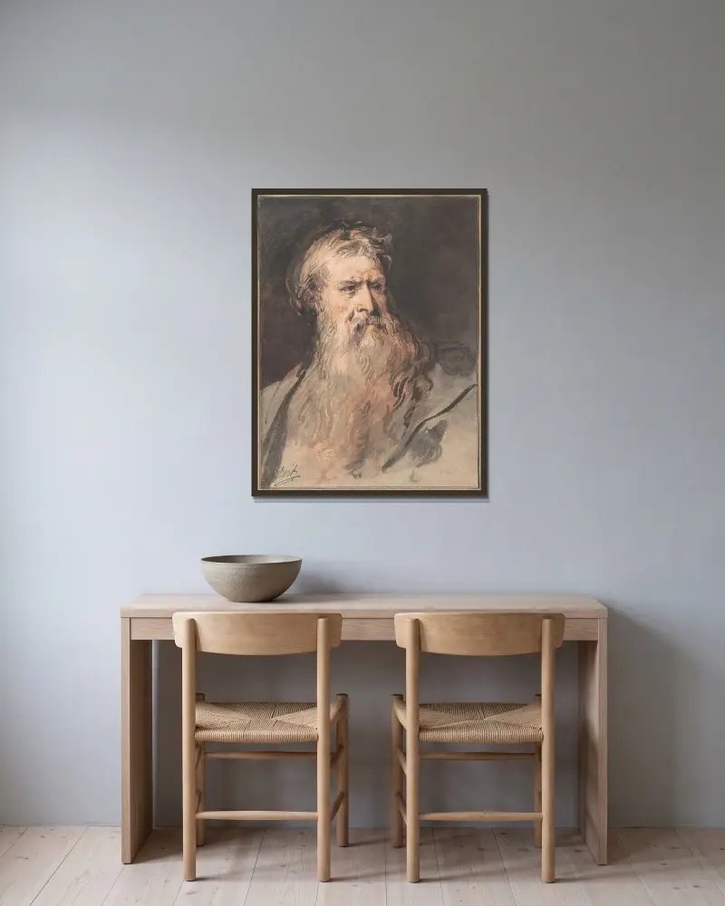 Studie för Mosegestalten av Jacob de Wit inramad på en vägg