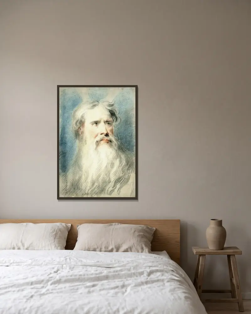 Moses huvud av Jacob de Wit inramad på en vägg
