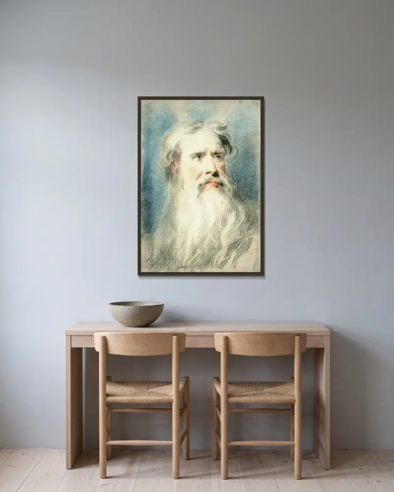 Moses huvud av Jacob de Wit inramad på en vägg