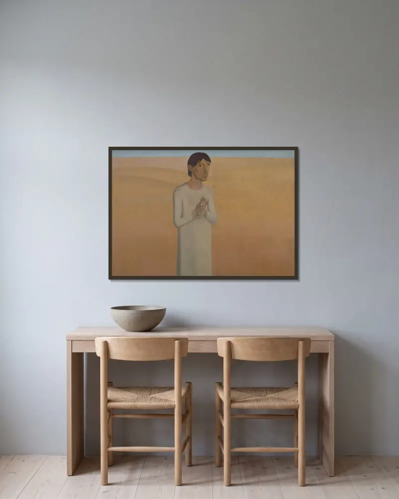 Christ in the desert av Gustave Van de Woestijne inramad på en vägg