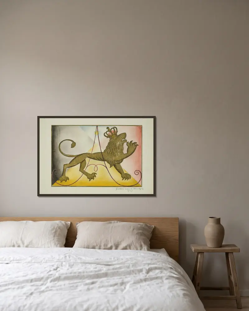 Ukoronowany lew, Gustave Van de Woestijne w ramie na ścianie