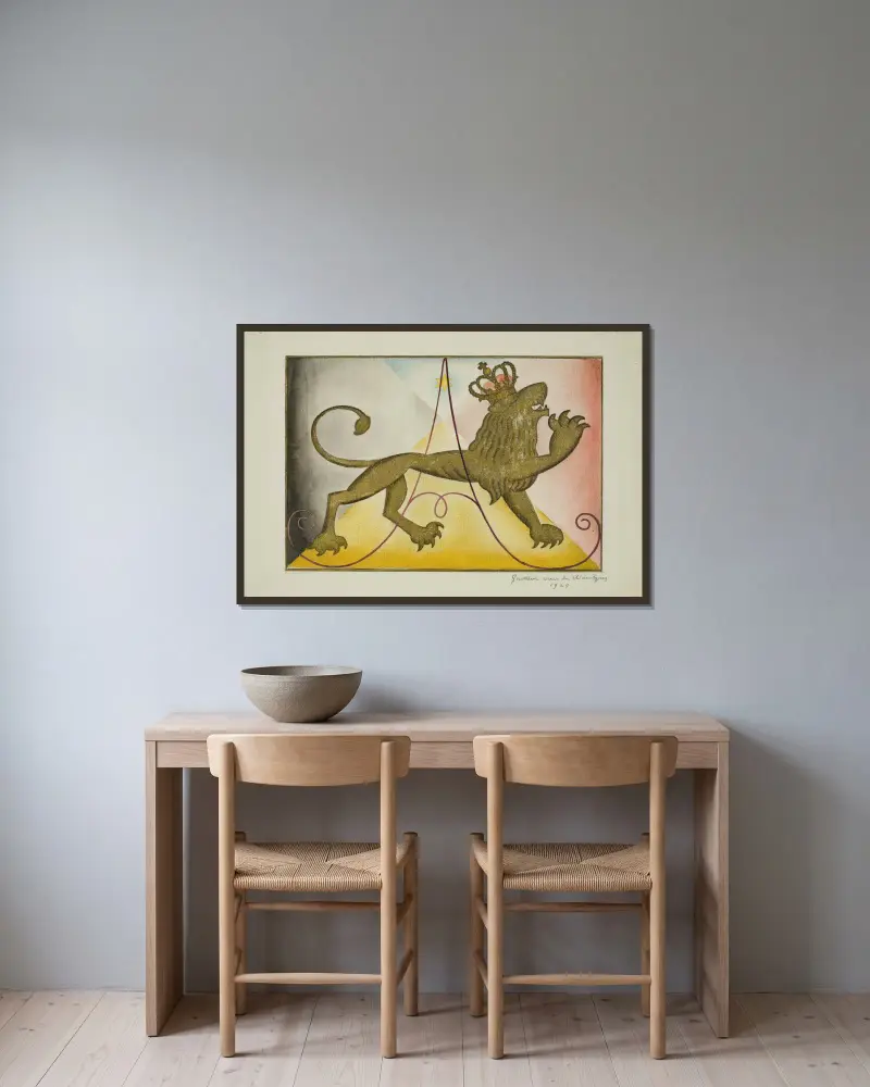 Ukoronowany lew, Gustave Van de Woestijne w ramie na ścianie