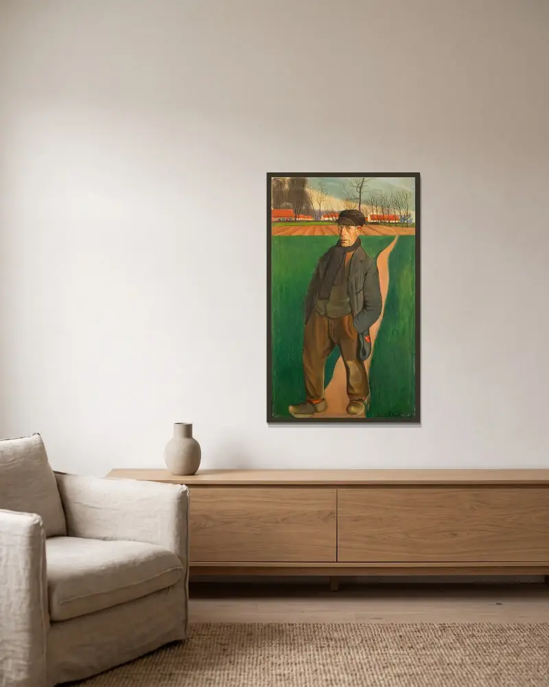 Deeske av Gustave Van de Woestijne inramad på en vägg