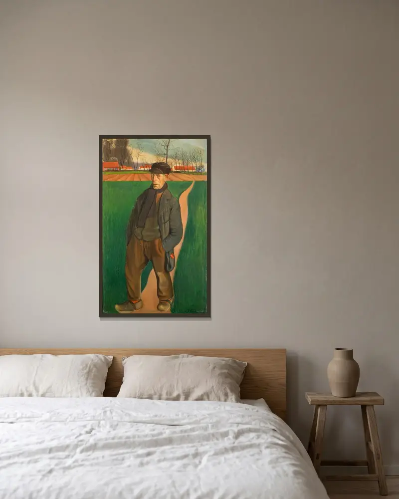 Deeske av Gustave Van de Woestijne inramad på en vägg