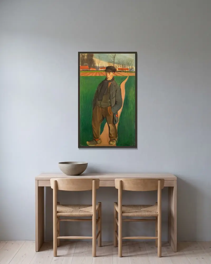 Deeske av Gustave Van de Woestijne inramad på en vägg