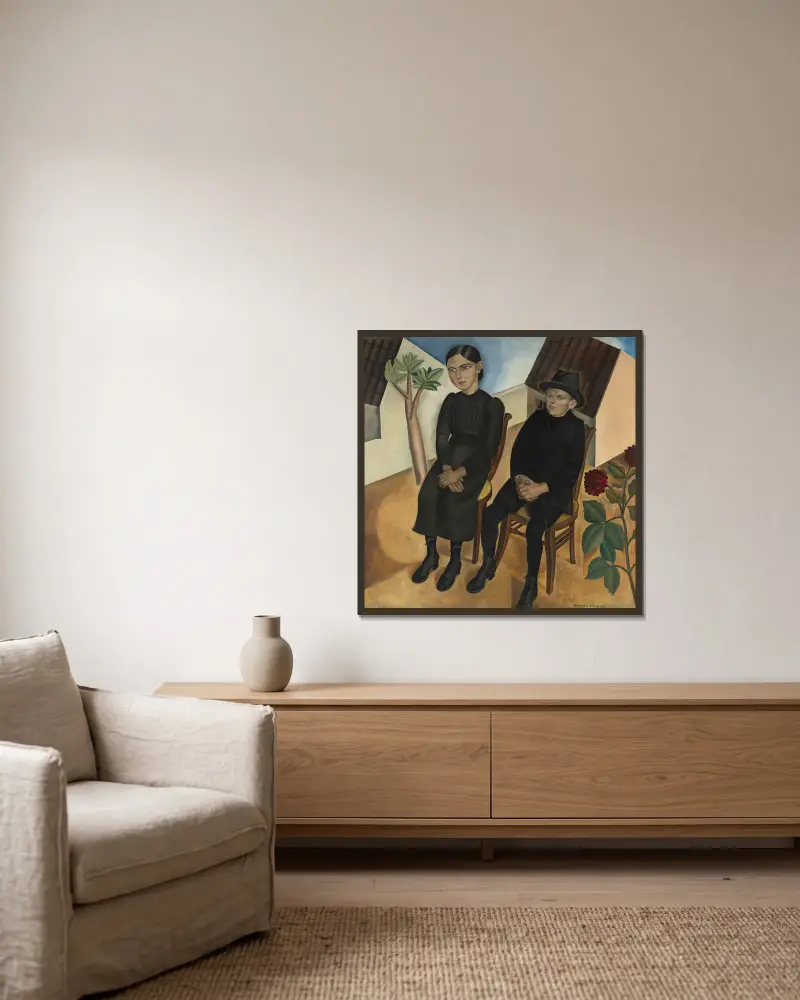 Gaston and his Sister av Gustave Van de Woestijne inramad på en vägg