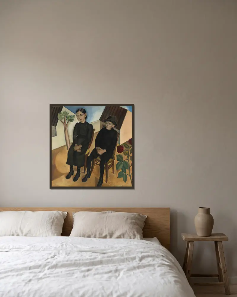 Gaston and his Sister av Gustave Van de Woestijne inramad på en vägg