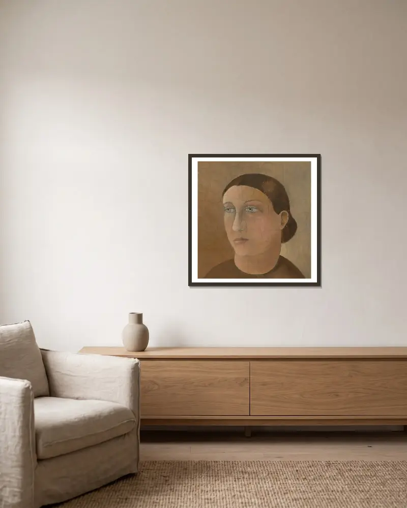 Portrait of a Woman, 1940 av Gustave Van de Woestijne inramad på en vägg