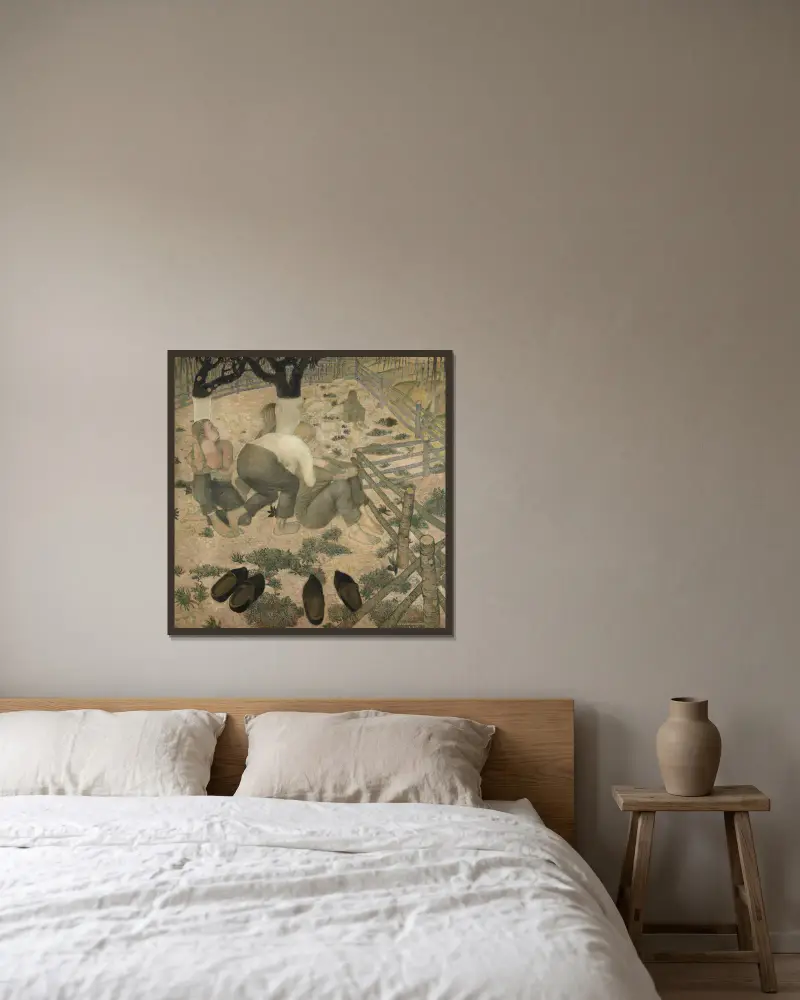 Die Schlafenden von Gustave Van de Woestijne gerahmt an einer Wand