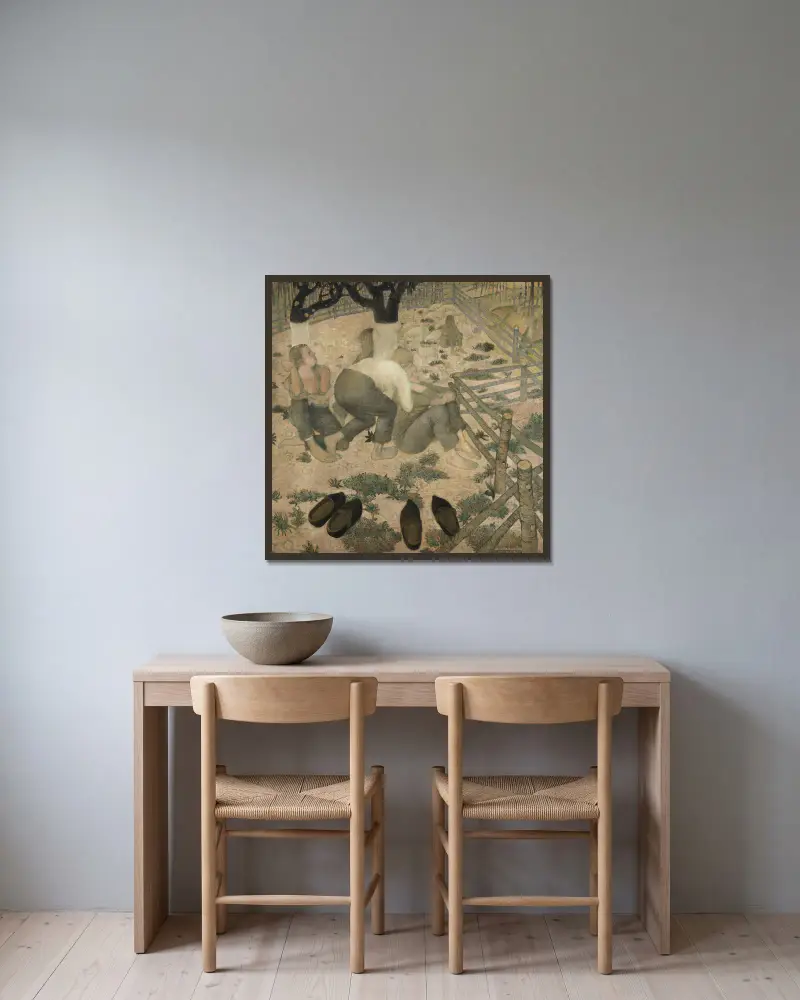 Die Schlafenden von Gustave Van de Woestijne gerahmt an einer Wand