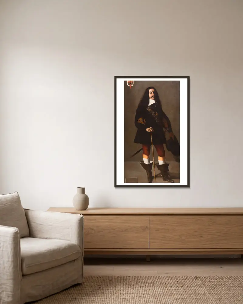Don Juan Bazo de Moreda av Francisco de Zurbarán inramad på en vägg