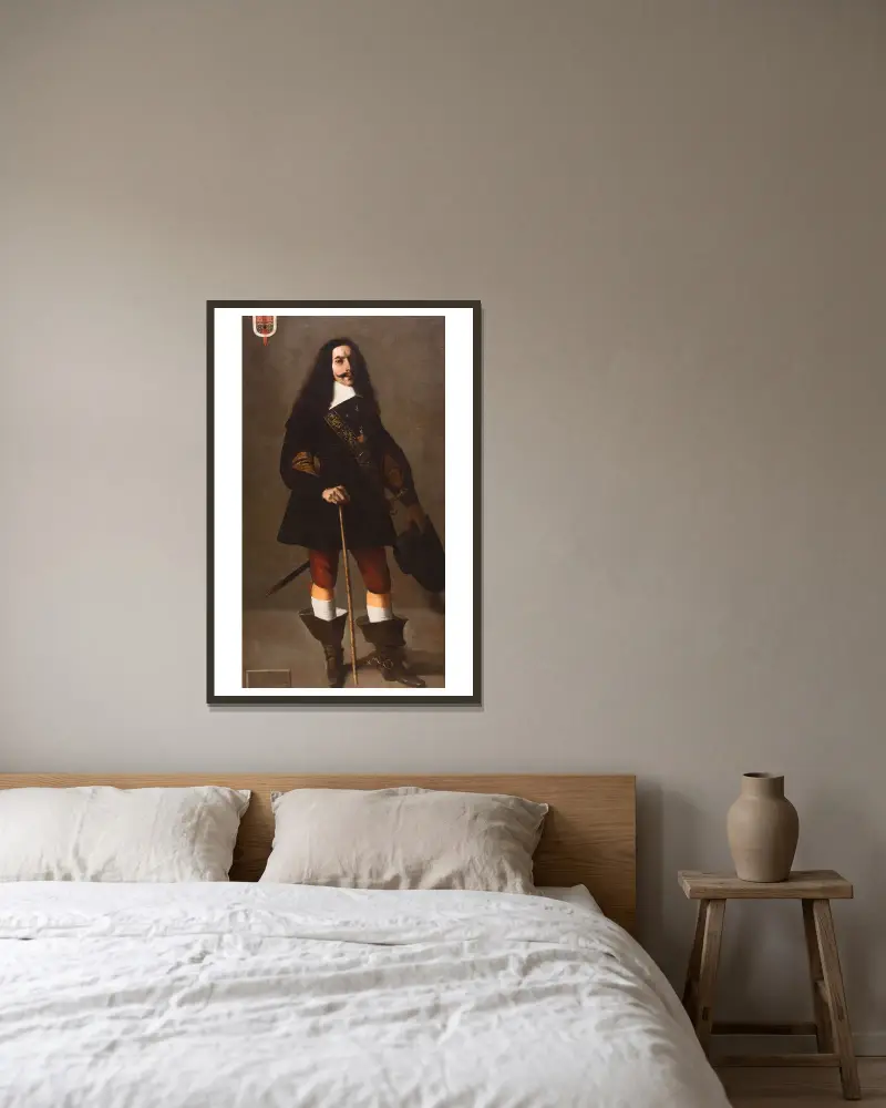 Don Juan Bazo de Moreda av Francisco de Zurbarán inramad på en vägg