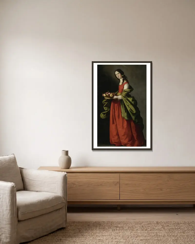 Heilige Dorothea von Francisco de Zurbarán gerahmt an einer Wand