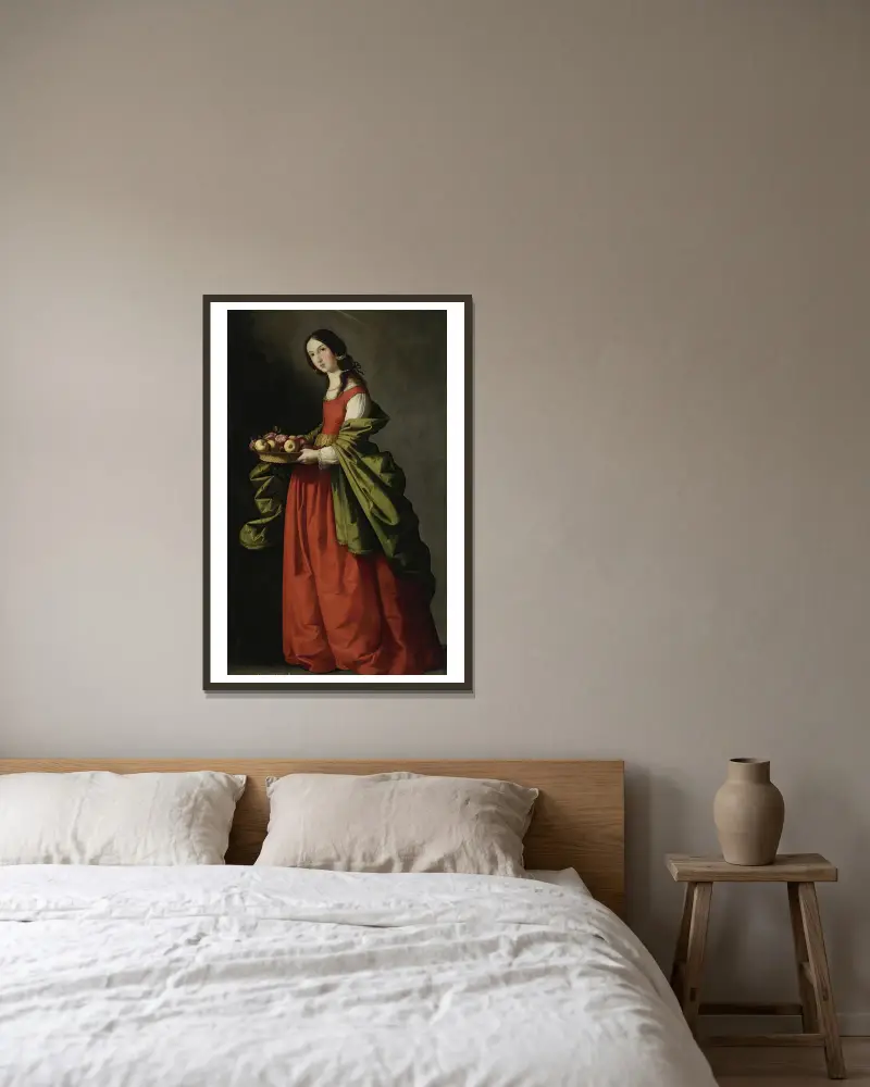 Heilige Dorothea von Francisco de Zurbarán gerahmt an einer Wand