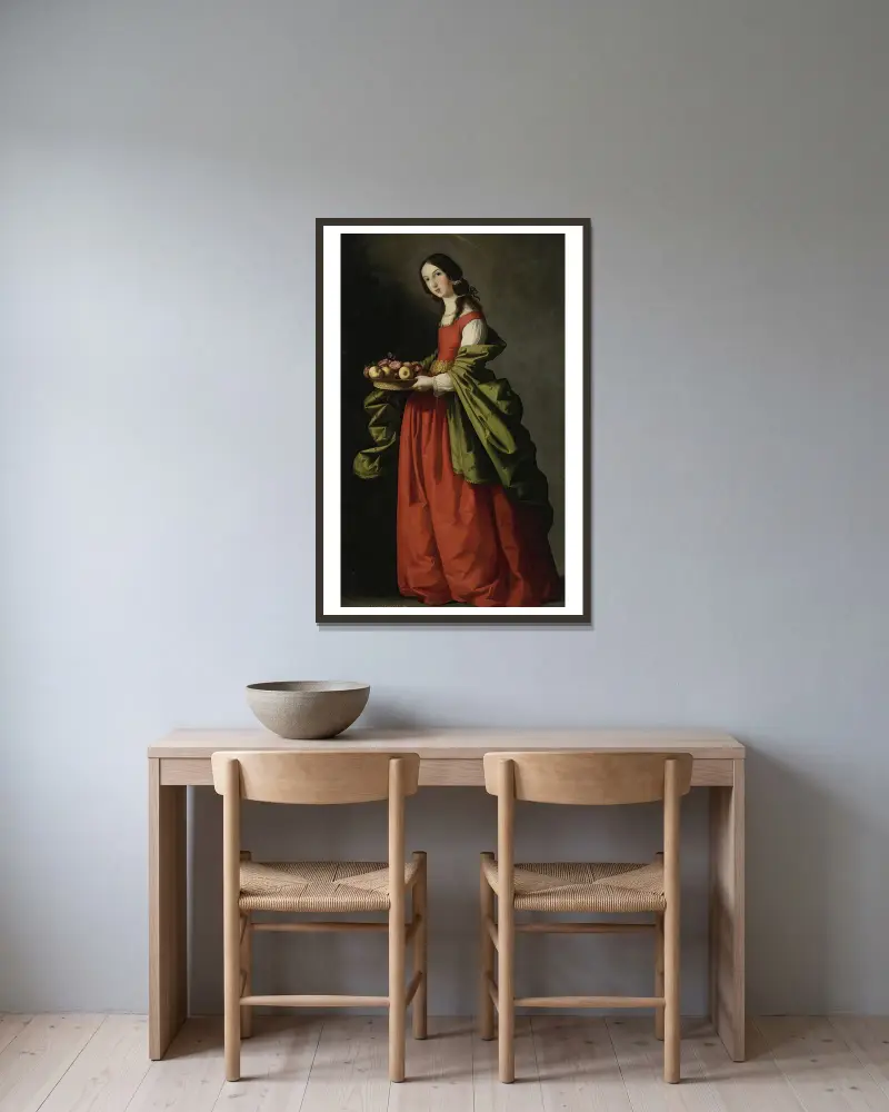 Heilige Dorothea von Francisco de Zurbarán gerahmt an einer Wand