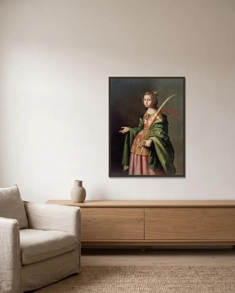 Saint Elizabeth Of Thuringia av Francisco de Zurbarán inramad på en vägg