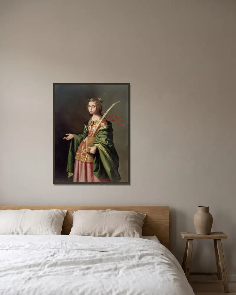 Saint Elizabeth Of Thuringia av Francisco de Zurbarán inramad på en vägg