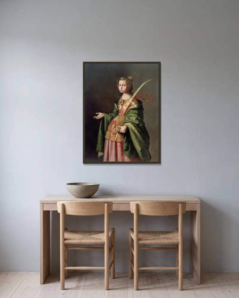 Saint Elizabeth Of Thuringia av Francisco de Zurbarán inramad på en vägg