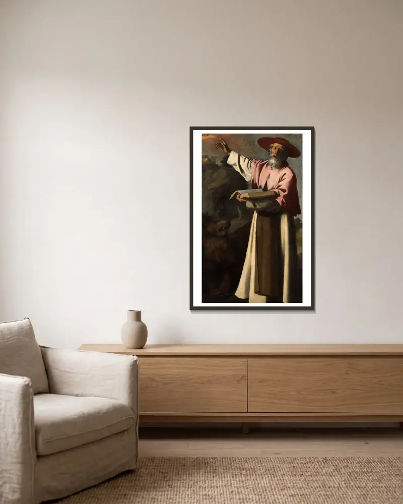 Der heilige Hieronymus von Francisco de Zurbarán gerahmt an einer Wand