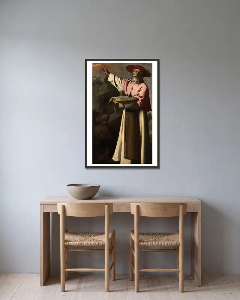 Der heilige Hieronymus von Francisco de Zurbarán gerahmt an einer Wand