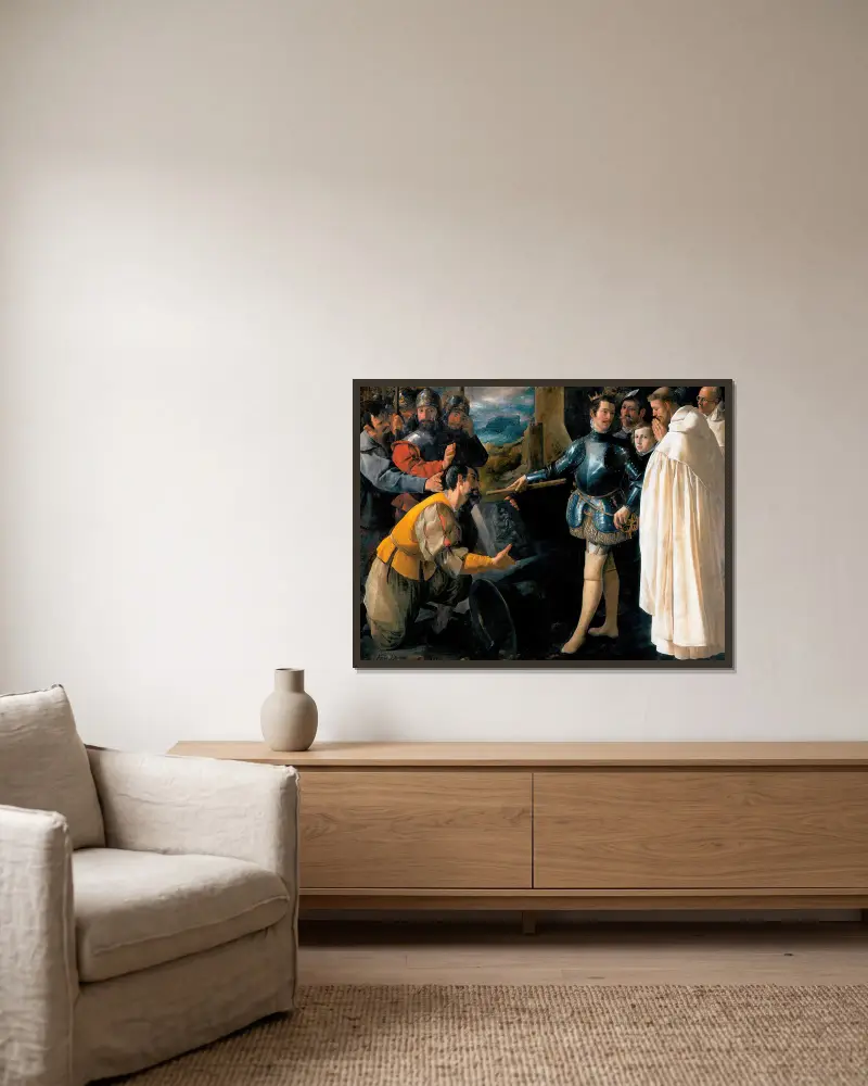 Saint Peter Nolasco Recovering the Image of the Virgin av Francisco de Zurbarán inramad på en vägg