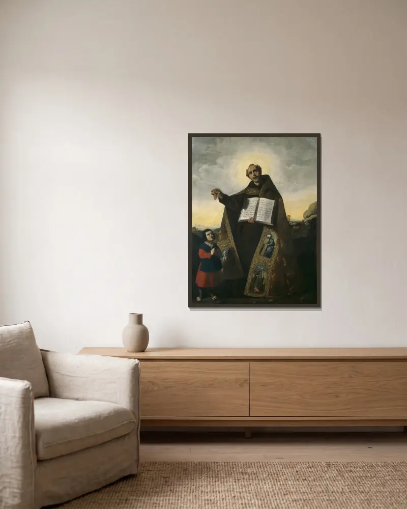 Saint Romanus of Antioch and Saint Barulas av Francisco de Zurbarán inramad på en vägg