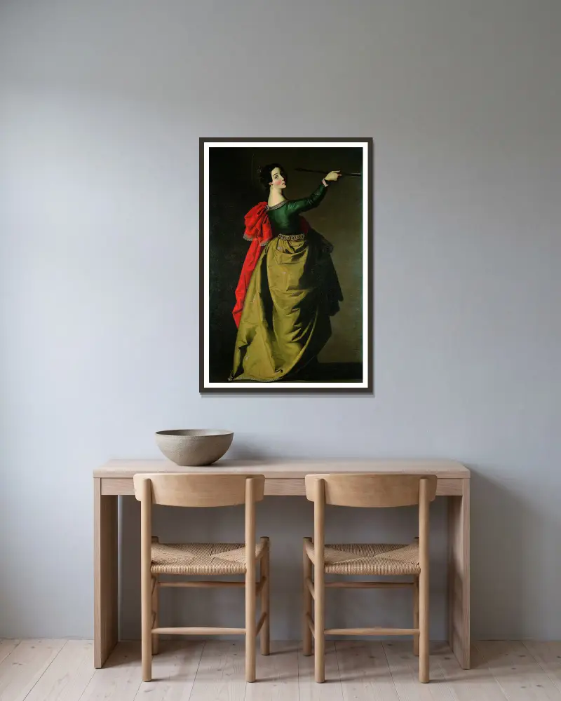Saint Ursula av Francisco de Zurbarán inramad på en vägg