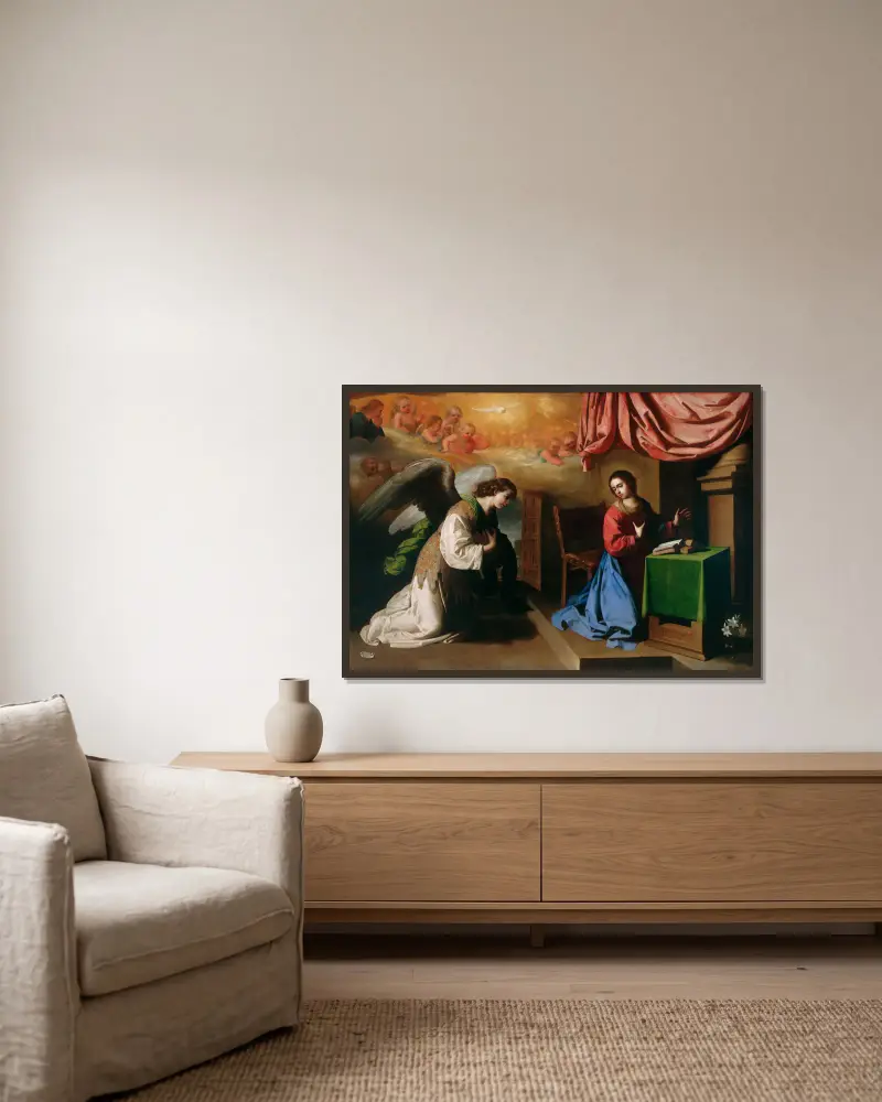 Verkündigung von Francisco de Zurbarán gerahmt an einer Wand