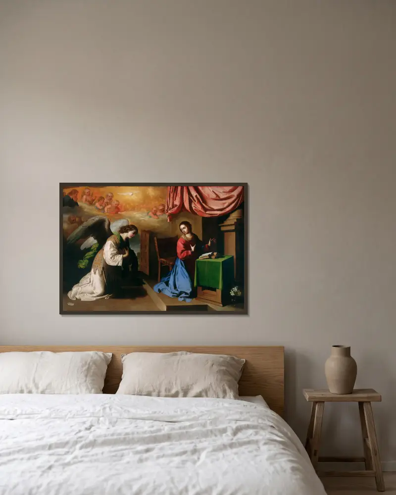 Verkündigung von Francisco de Zurbarán gerahmt an einer Wand