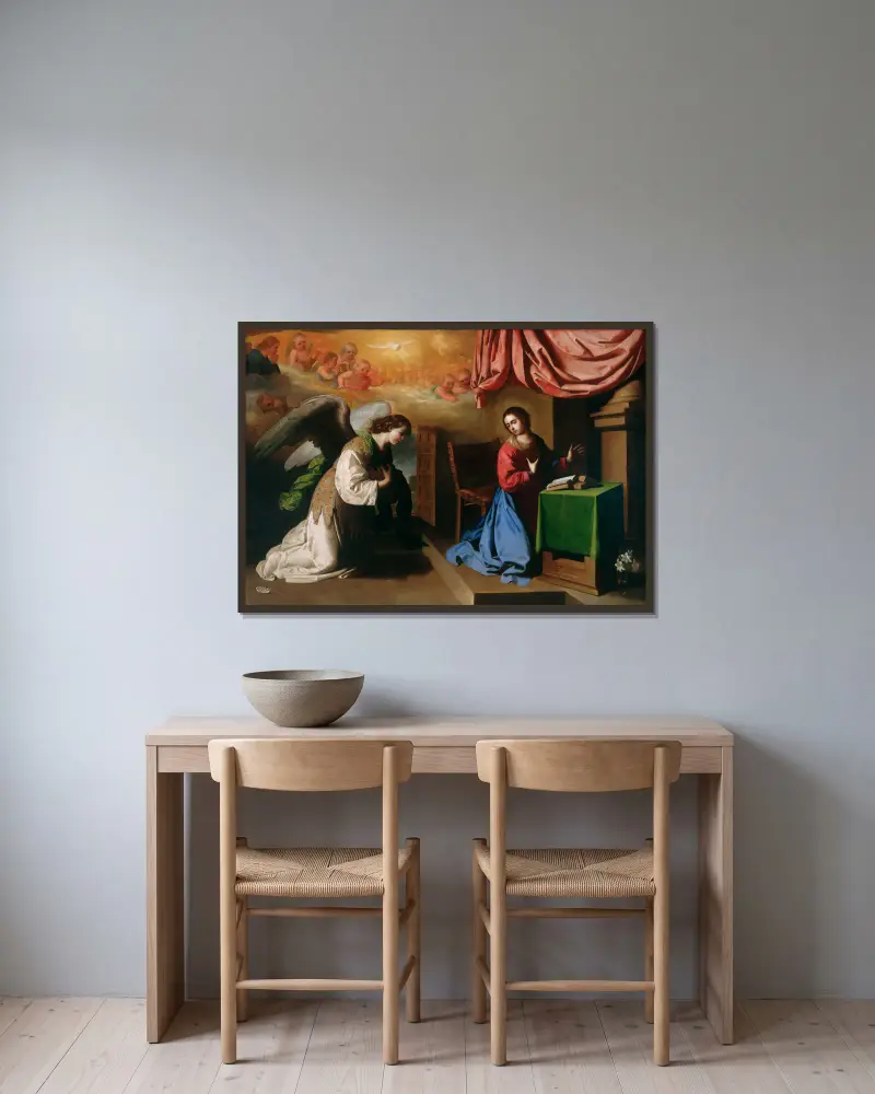 Verkündigung von Francisco de Zurbarán gerahmt an einer Wand