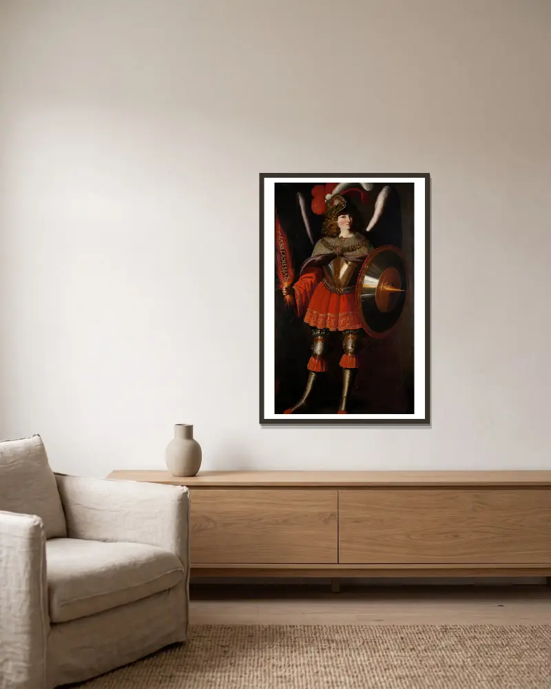 Der Erzengel Michael von Francisco de Zurbarán gerahmt an einer Wand